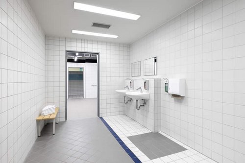 Elektronische Waschtisch-Armatur PURIS E HD-K von SCHELL im Sport- und Therapiebeckenbereich der JVA Weiterstadt