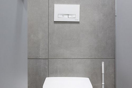 WC-Modul MONTUS Flow und WC-Betätigungsplatte MONTUS KONKAV mit Zweimengenspülung von SCHELL