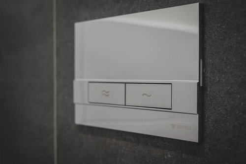 WC-Betätigungsplatte MONTUS BOARD von SCHELL im Damen-WC der Loge Lüdenscheid